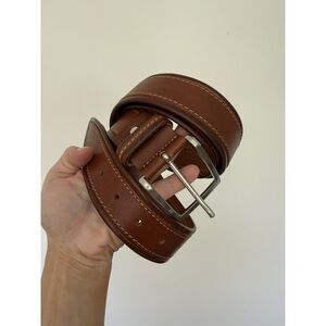 ITALIAN BELT COMPANY 40 Mens Vera Pelle Leather handmade brown Silver belt Italy